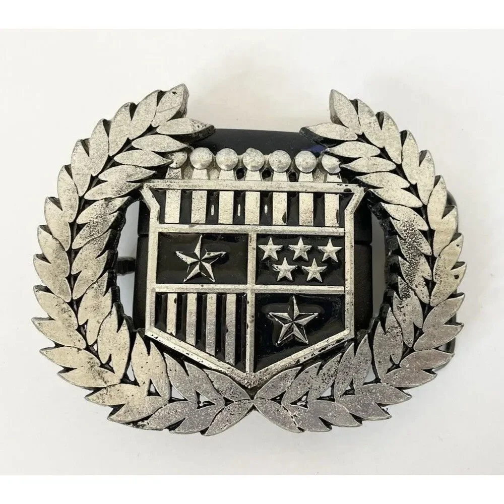 Men's CADILLAC Symbol Belt Buckle No Belt American Flag Stars Metal Silver Heavy